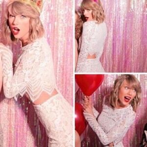 For Love & Lemons Guava Lace Floral Crop Top White SMALL Preppy Ballet Whimsy